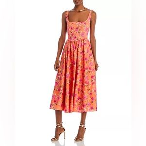 NWT WAYF Corset Midi Dress - Coral Floral